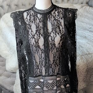 Adiva Black Lace Detail Top